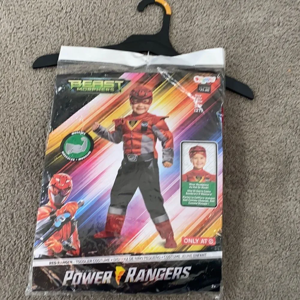 Kids Toddler Power Rangers Red Ranger Costume Halloween Size S (2T) NWT